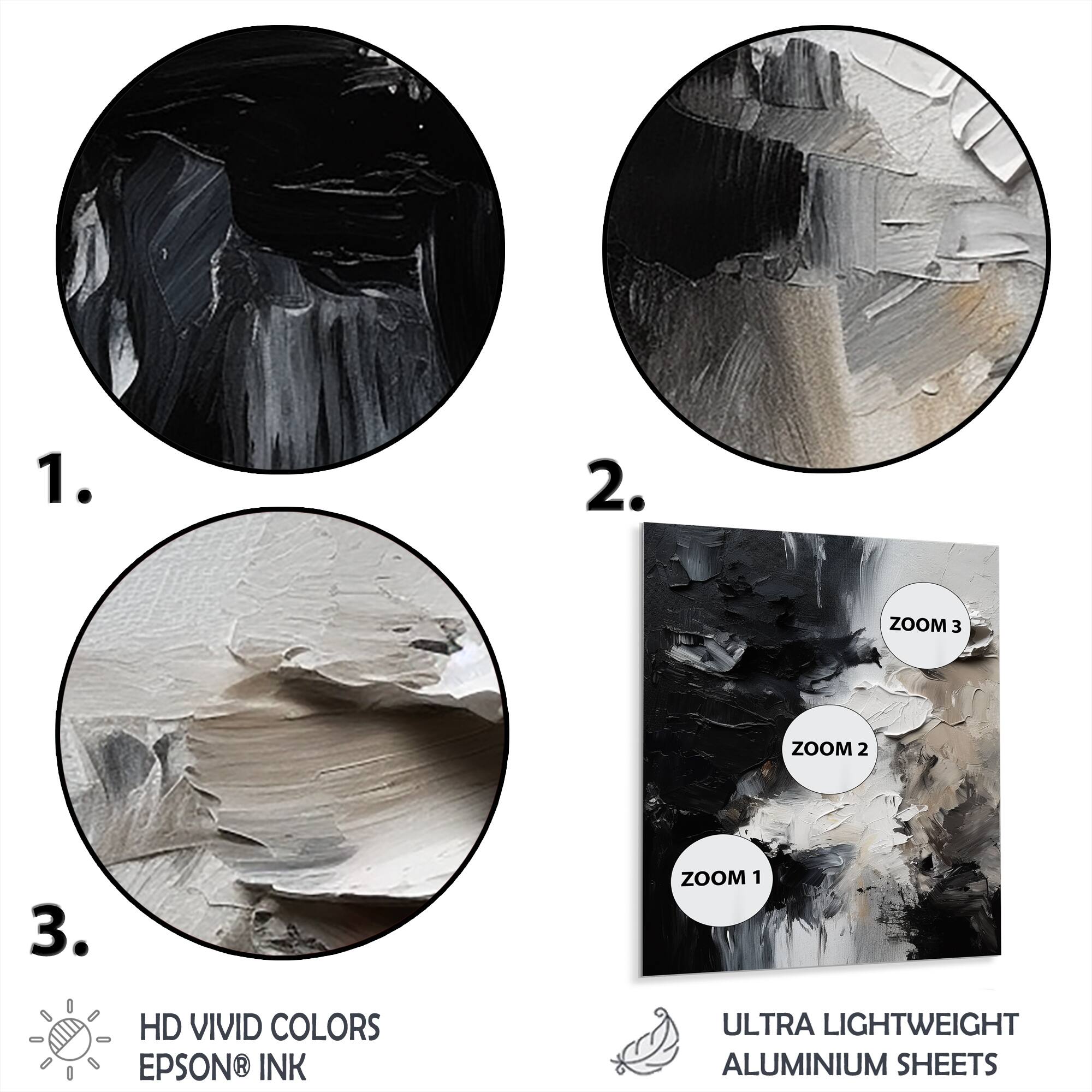 Designart "Black Splash II" Abstract Painting Metal Wall Art Bed Bath